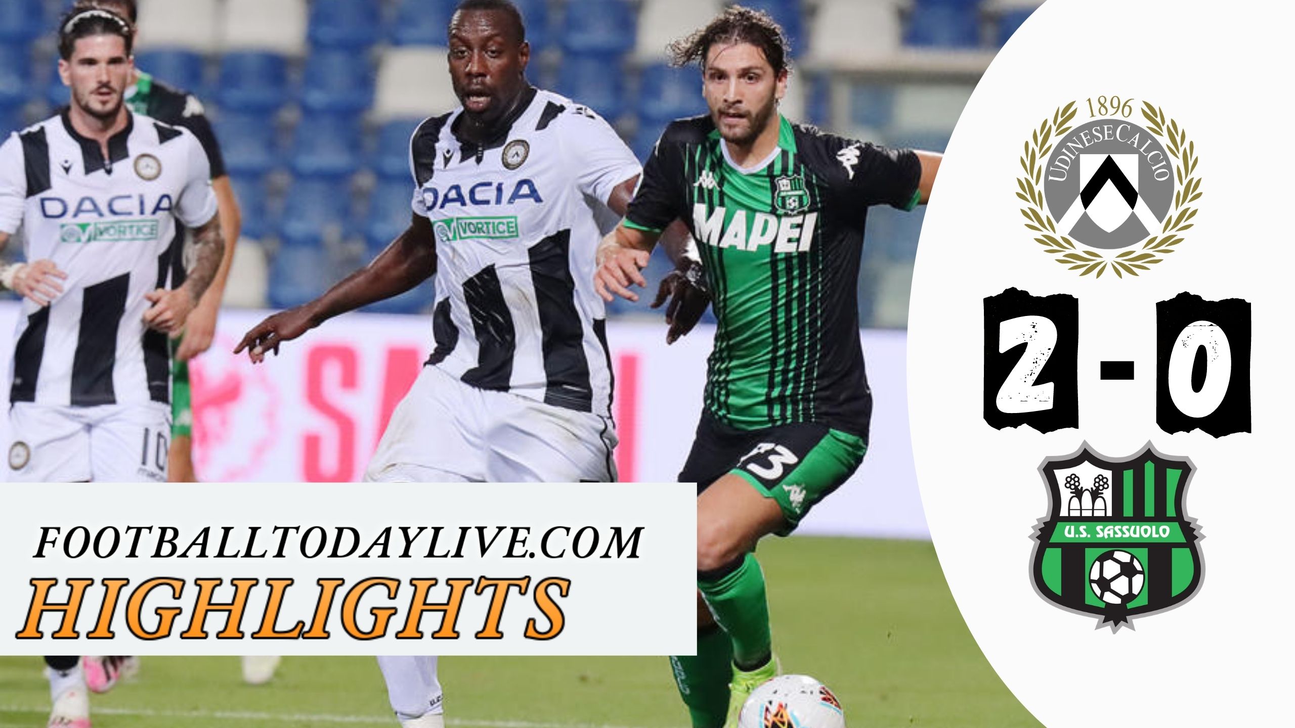 Udinese Vs Sassuolo Highlights 2021 Serie A